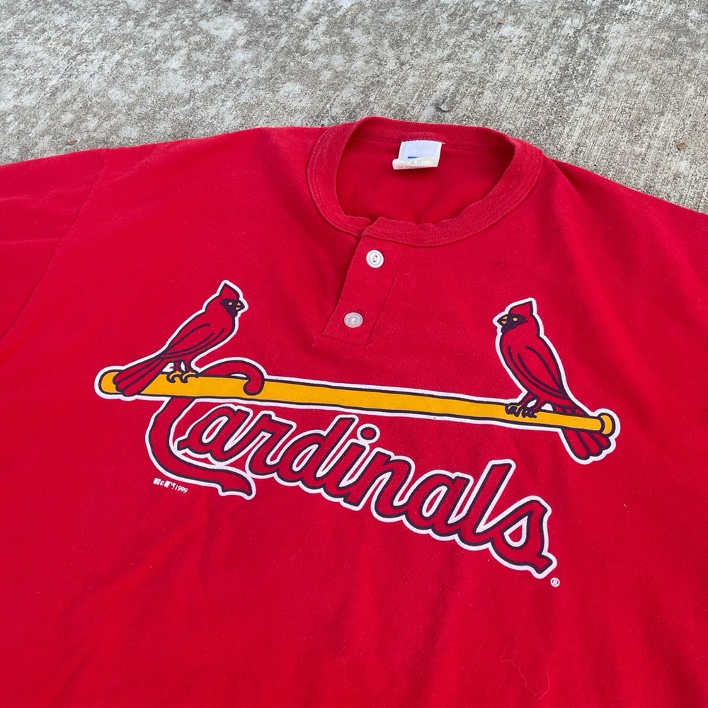 Vintage 1999 Russel Athletics Cardinals button up red shirt size Large